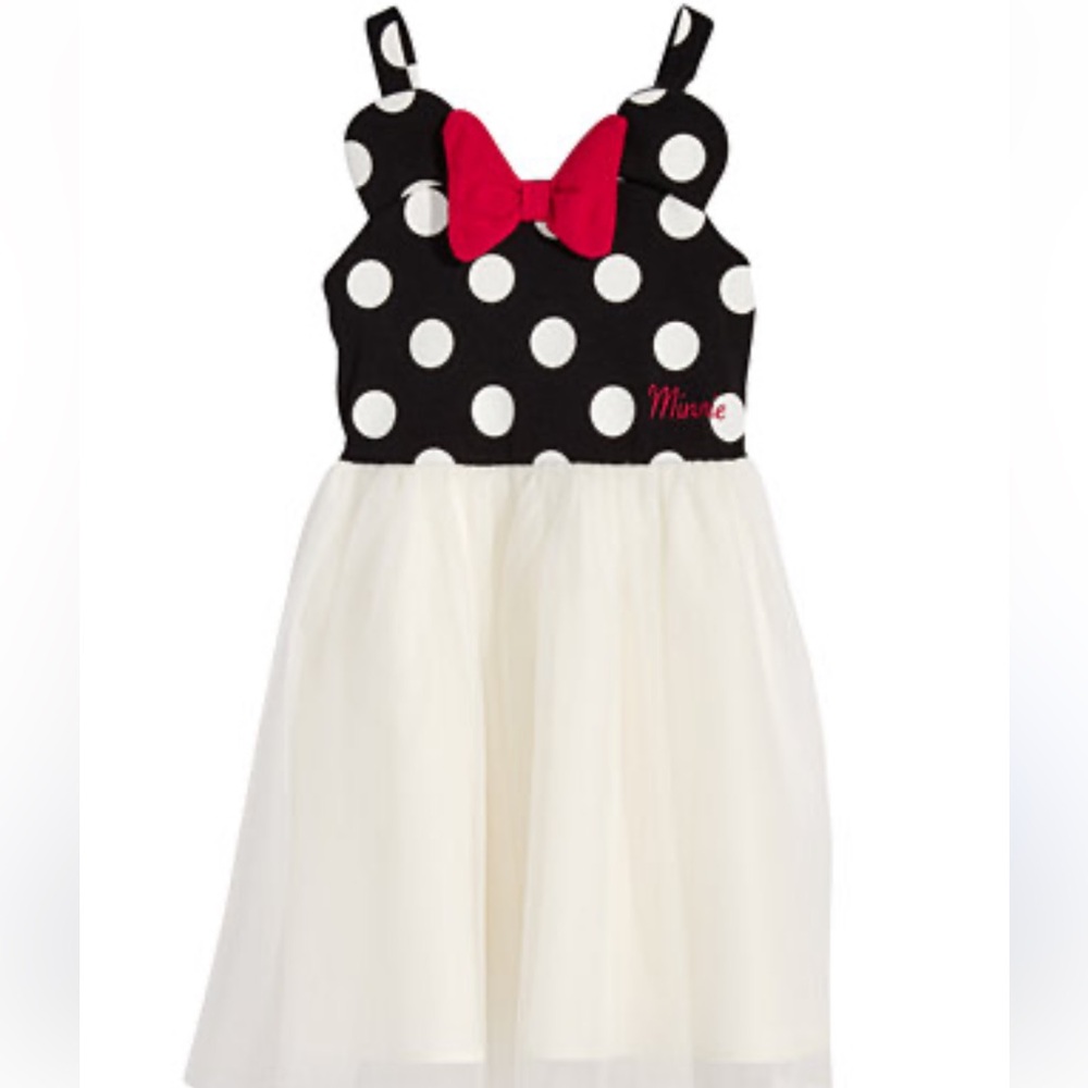 Disney Minnie Mouse 3D Black and White Polka Dot Tutu Dress Size Girls 6